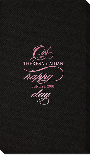 Romantic Oh Happy Day Linen Like Guest Towels